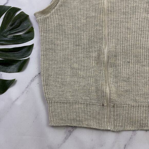LL Bean Mens Vintage 90s High Trek Yarn Knit Sweater Vest Size L Cream Wool - Picture 4 of 9